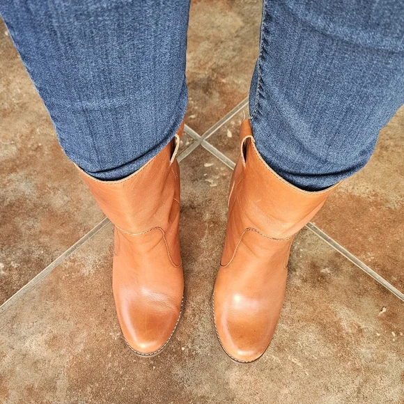 Cole Haan Kendal Short Boot Brown Leather Block Heel Pull On Comfort Bootie 8 - Picture 8 of 13